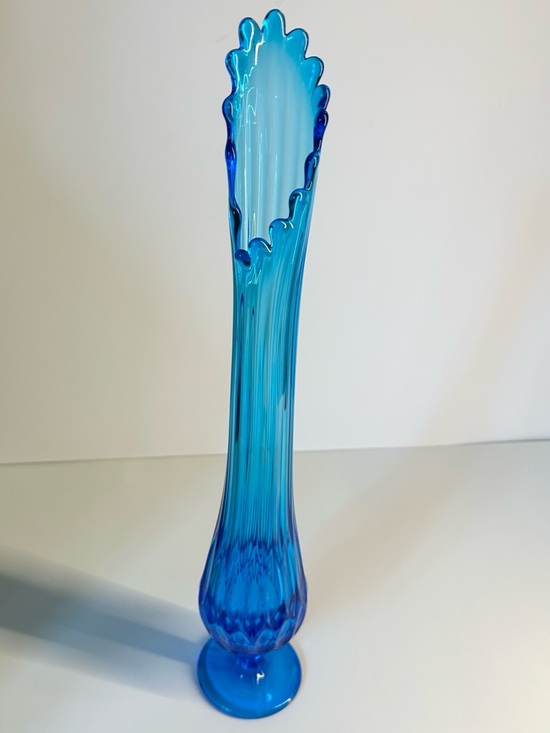 Fenton Other - Fenton Thumbprint Colonial Blue Swung Vase 18.5”